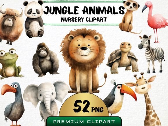 Download Nursery Jungle Animals Clipart Bundle - Jungle animals Collection