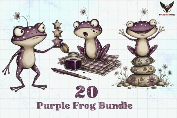 Download Whimsical Purple Frog Bundle PNG - Premium Bundle