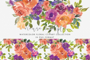 Download Orange &amp; Purple Watercolor Flowers Set - Orange Collection