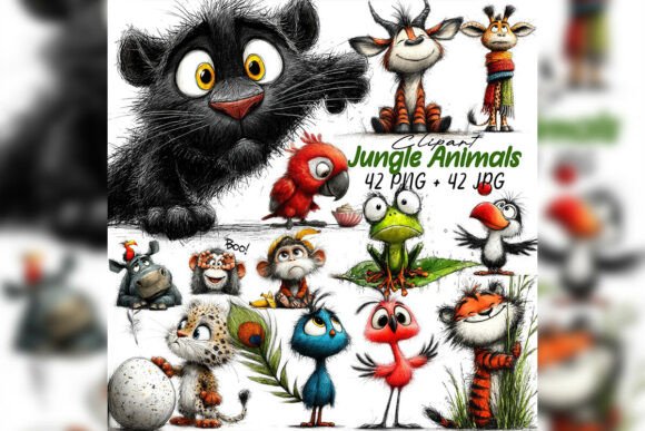 Download Whimsical Baby Jungle Animals Clipart - Jungle animals Collection