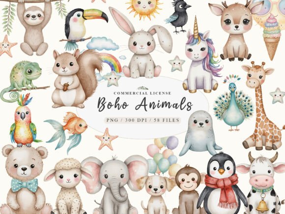Download Cute Boho Woodland and Jungle Animals - Jungle animals Collection