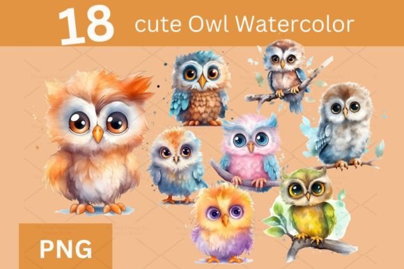Download Digital Set of 18 Cute Baby Owl PNG 686 - Baby owl png Collection